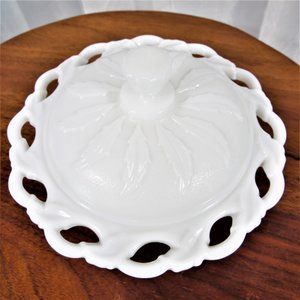 Imperial Lace Edge Milk Glass Bowl with Lid